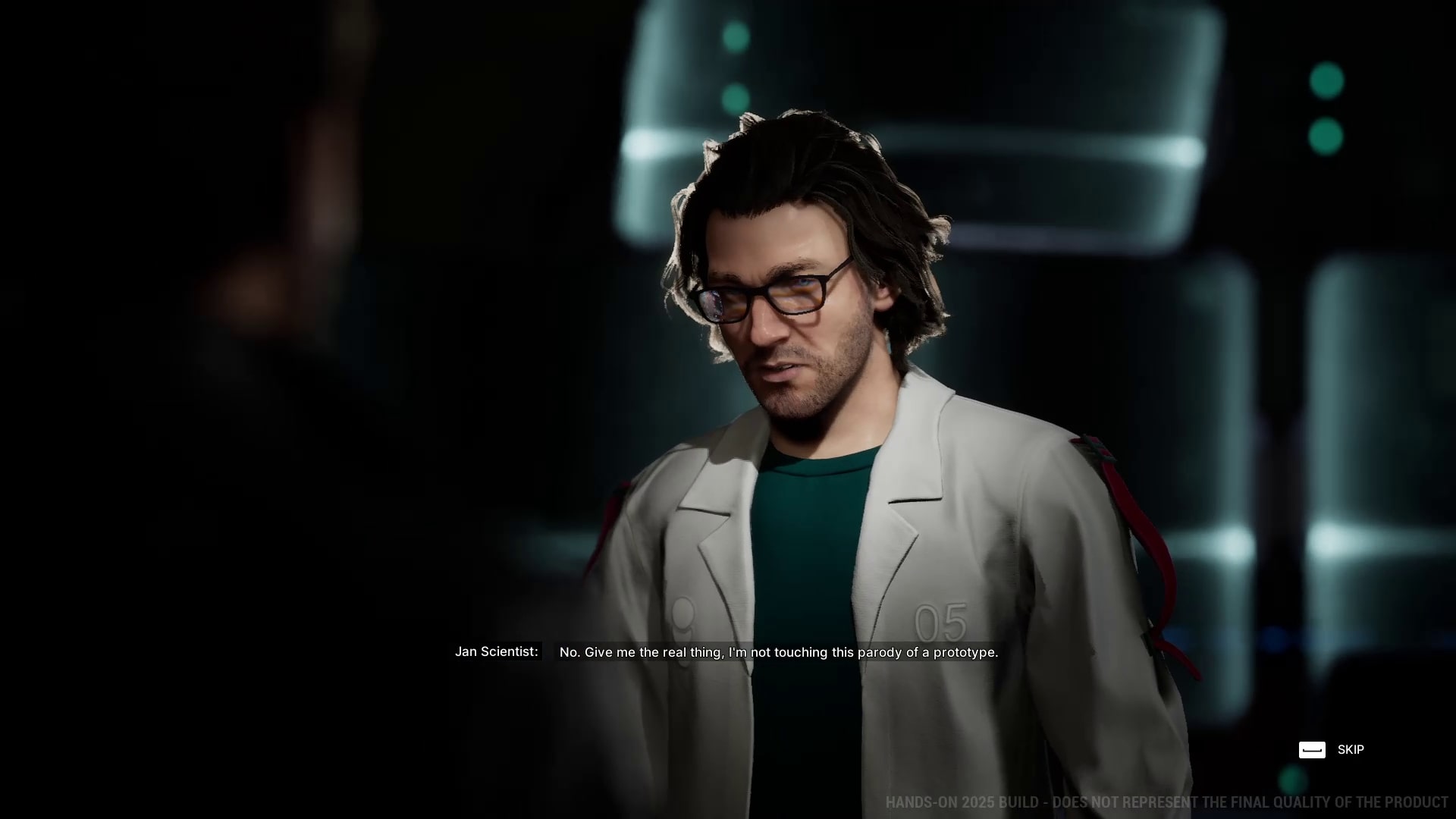 The Alters screenshot of the Scientist speaking.