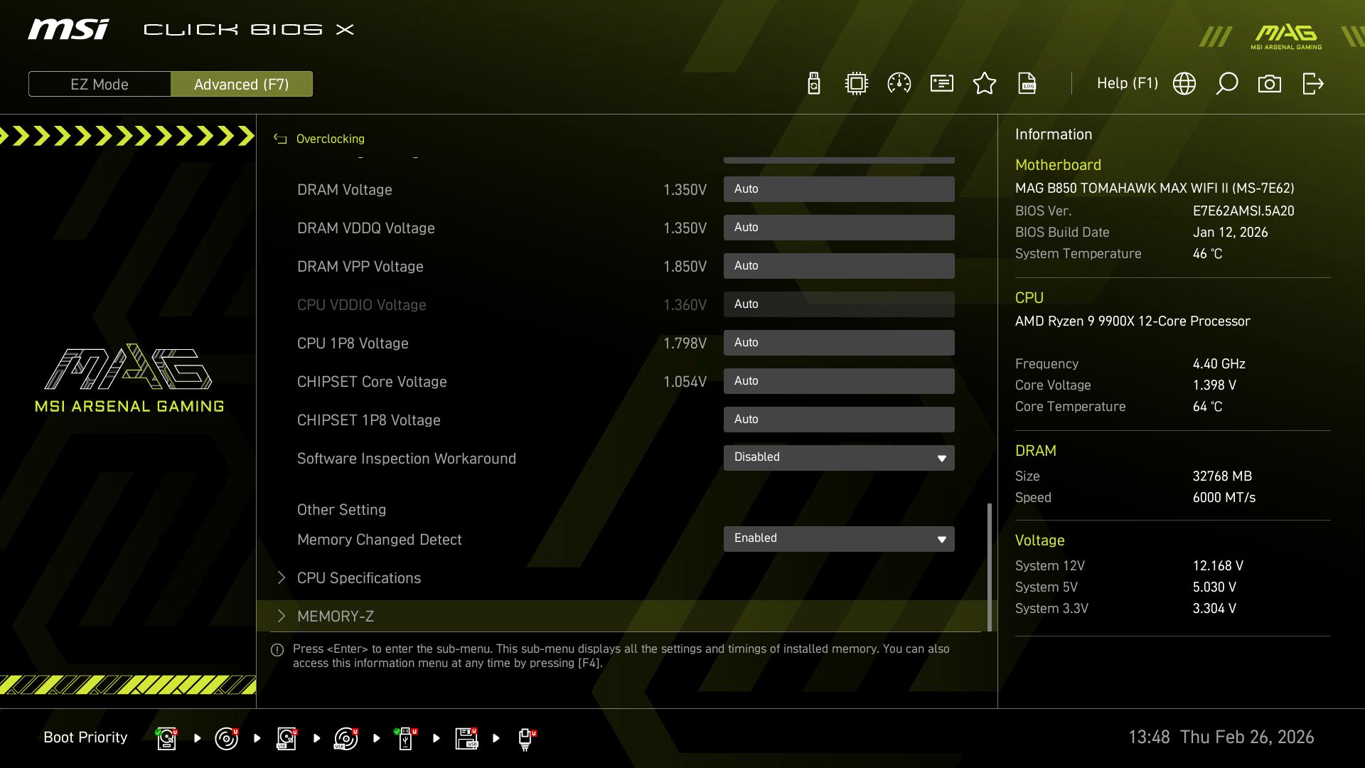 MSI MAG B850 Tomahawk Max Wifi II - BIOS