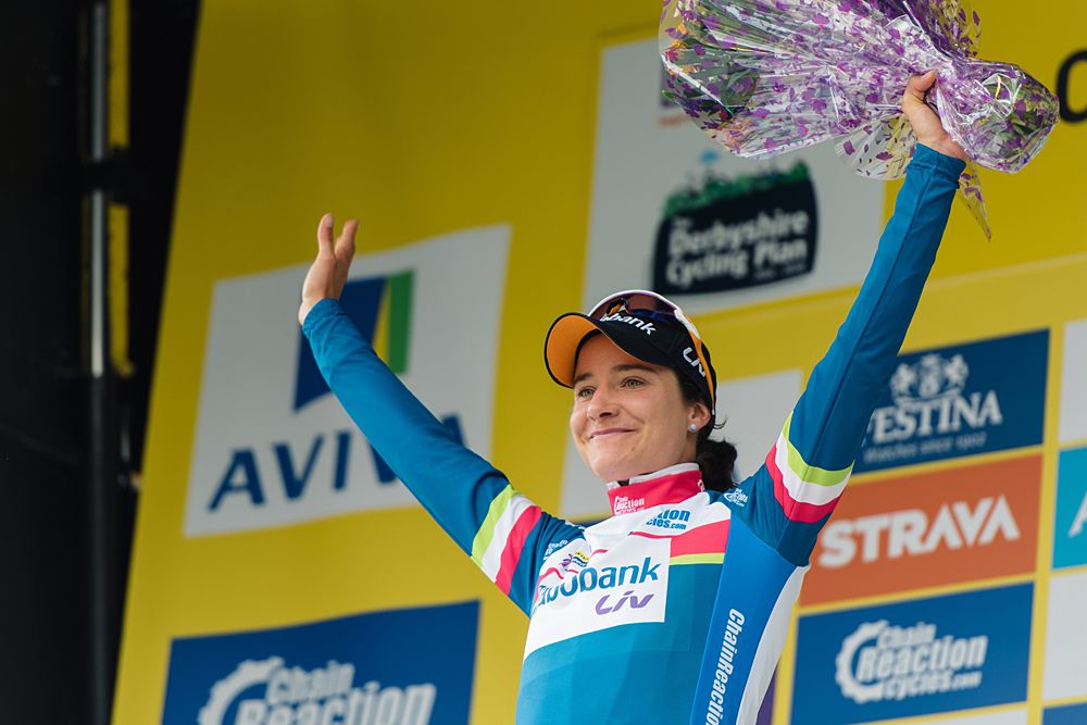 Marriane Vos (Rabo Liv) leads the Sprint competition at Aviva Women's Tour 2016 - Stage 3
