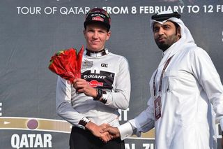 Søren Kragh Andersen in the jersey of best young rider at Qatar