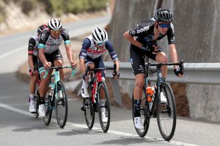 VELEFIQUE SPAIN AUGUST 22 Romain Bardet of France and Team DSM competes in the breakaway during the 76th Tour of Spain 2021 Stage 9 a 188 km stage from Puerto Lumbreras to Alto de Velefique 1800m lavuelta LaVuelta21 on August 22 2021 in Velefique Spain Photo by Gonzalo Arroyo MorenoGetty Images