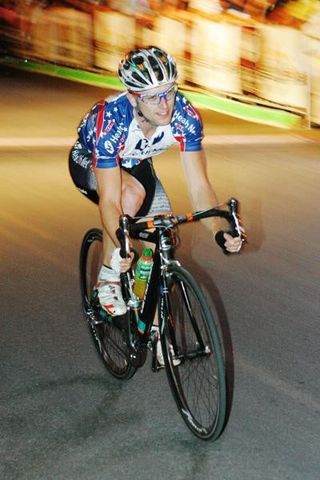 Two-time US Crit Champion Kirk O'Bee in the national champion's jersey