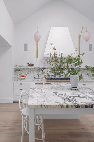 grey kitchen ideas marble island and white walls