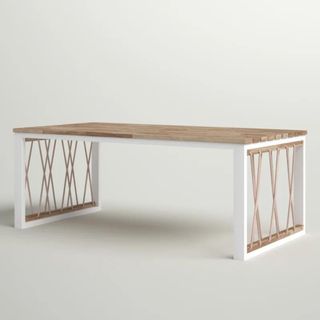 Wooden rectangular table with woven rope sides
