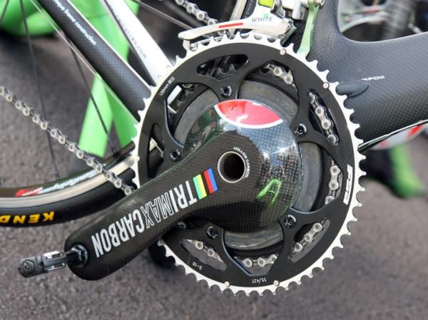 As was the case with most teams today, Team Exergy ran bigger outer chainrings for the downhill run into Colorado Springs.