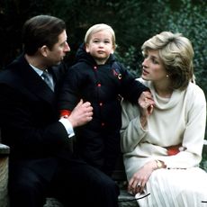 prince william, with his parents prince charles and princess diana 1961 1997, at his first official photo call in the garden at kensington palace, london, 14th december 1983 photo by jayne fincherprincess diana archivegetty images