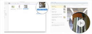 Drag your file from its folder and drop into a note.