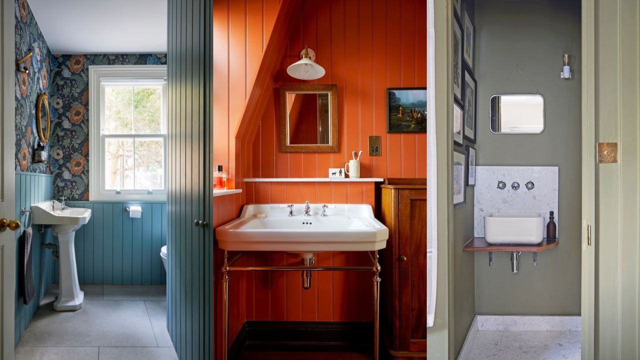 Small powder room ideas triptych