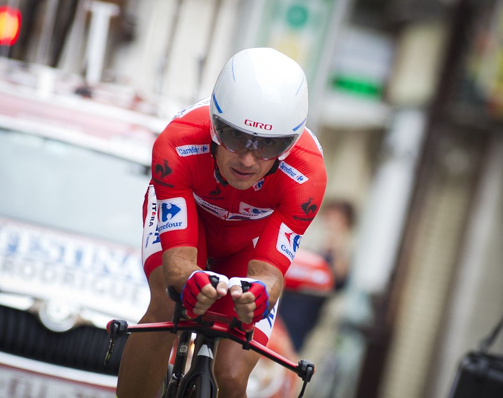 Joaquim Rodr&iacute;guez (Katusha) in action during stage 17 at the 2015 Vuelta a Espana.