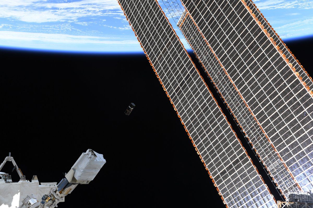 The three Cubesats being released into low Earth orbit