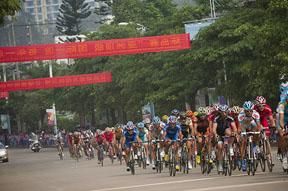 Conditions for stage six were still steamy and hot but rain was expected by the time the race go to the finish in Danzhou.