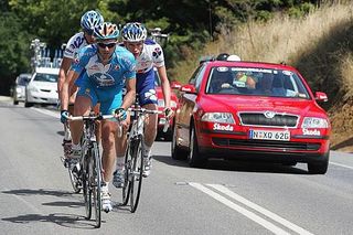 The three break away riders in action during stage two of the Tour Down Under