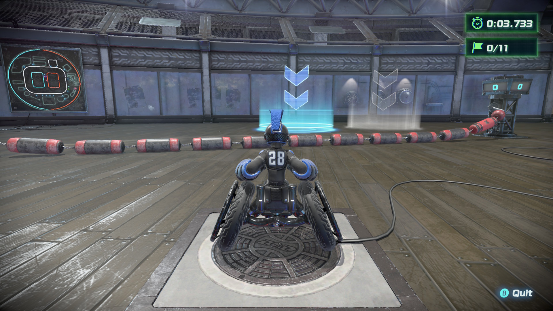 Player approaching jump rope in Drag x Drive