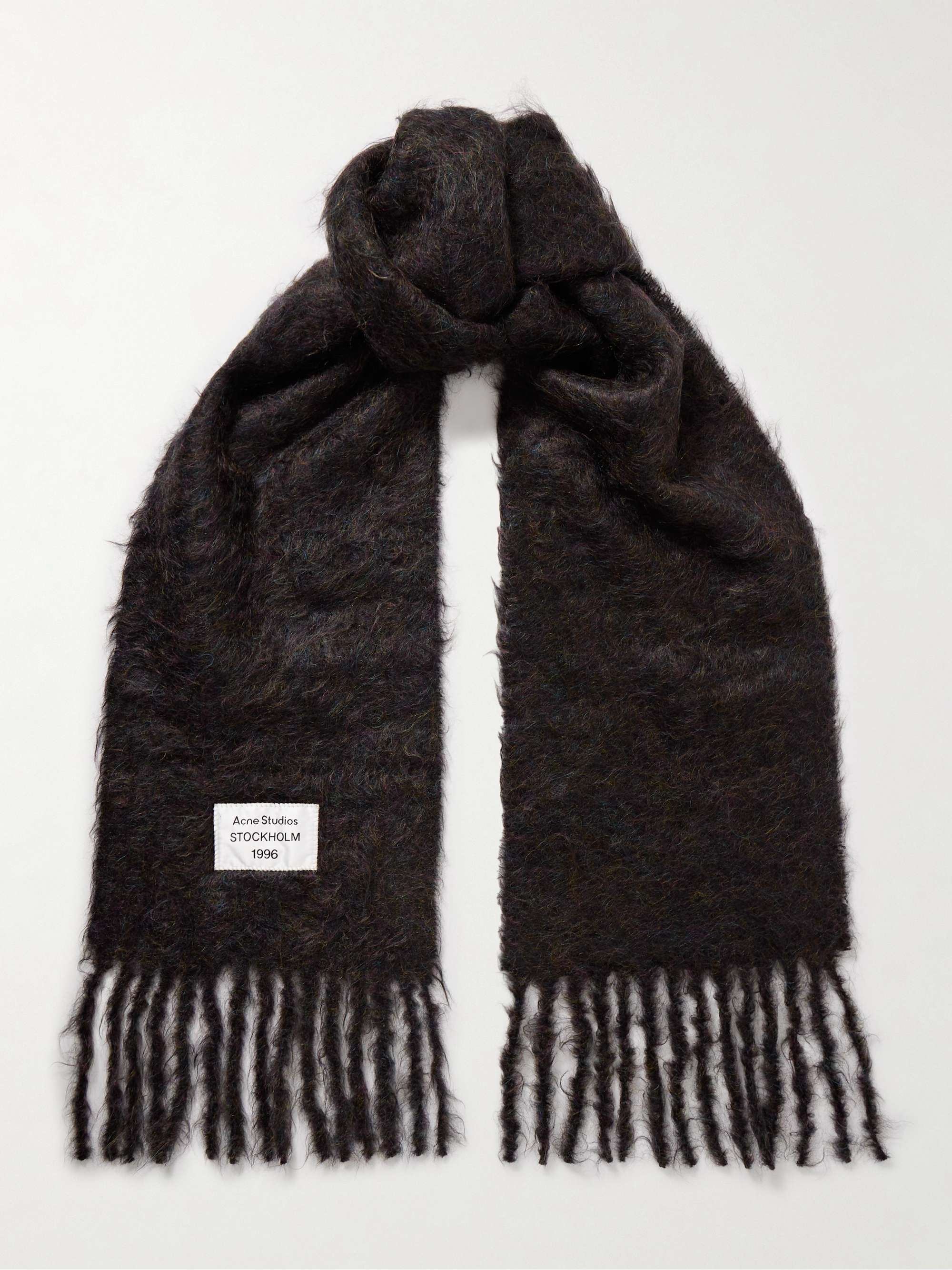 Appliqu&amp;eacute;d Fringed Brushed Mohair-Blend Scarf