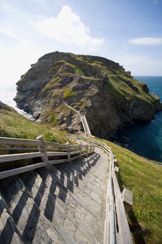 The walk across to Tintagel Castle in Cornwall, as it appeared before the new bridge was built in 2019