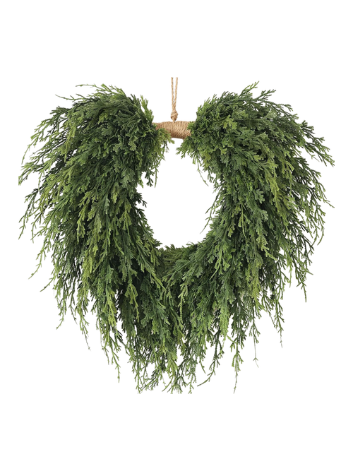 Heart-Shaped Artificial Christmas Cedar Pine Wreath 