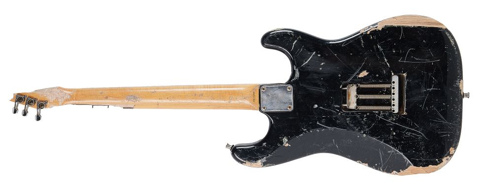 A Fender Stratocaster played and smashed by Nirvana's Kurt Cobain