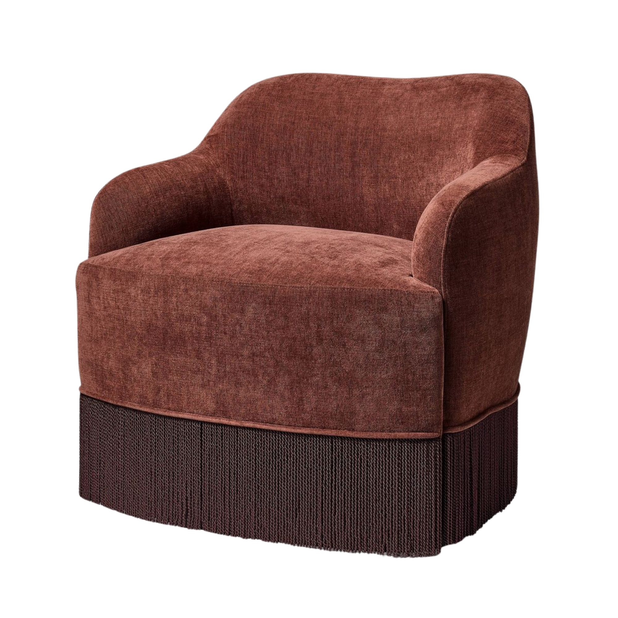 a maroon swivel chair
