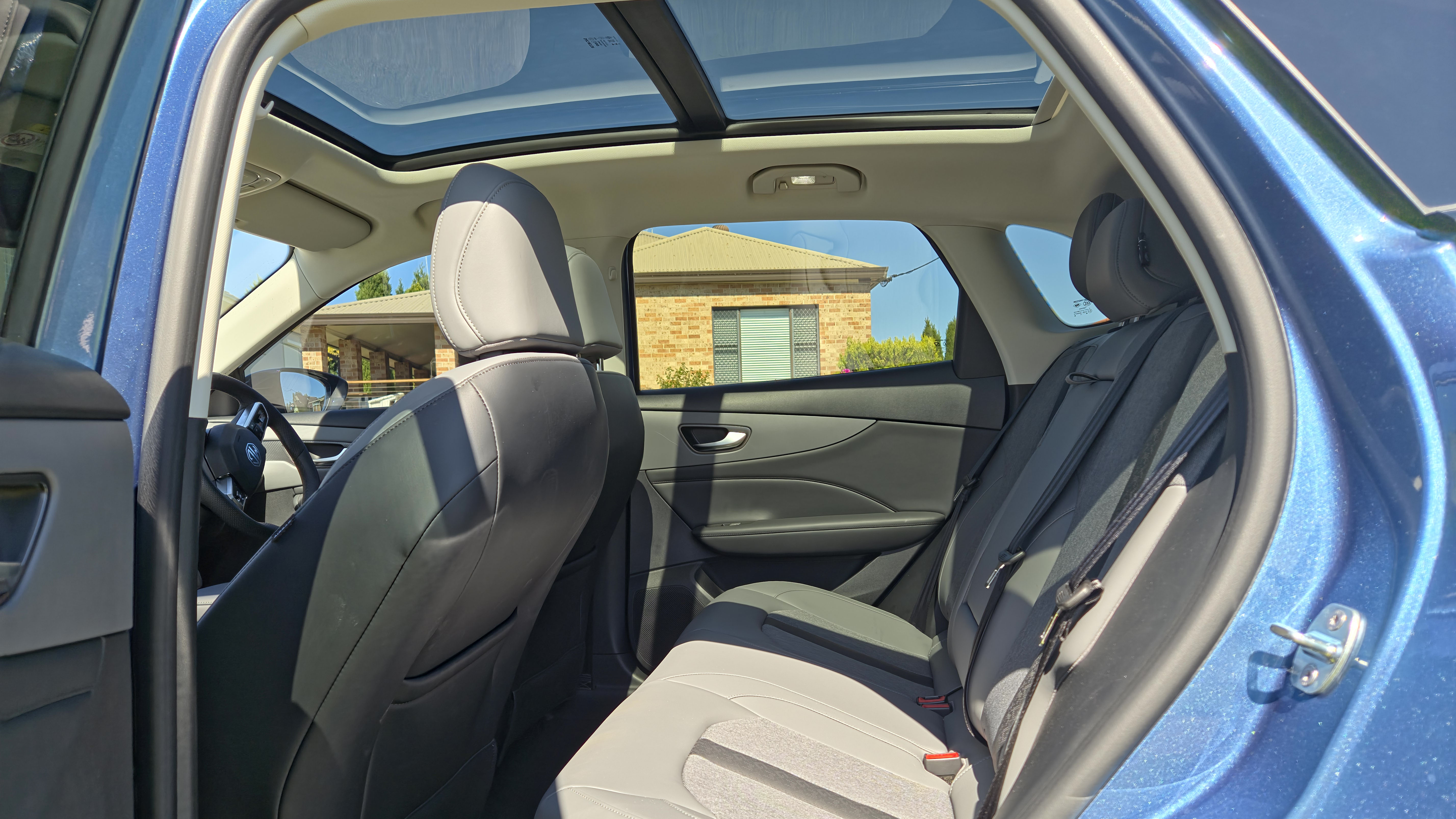 The MG S5 interior from the rear seats