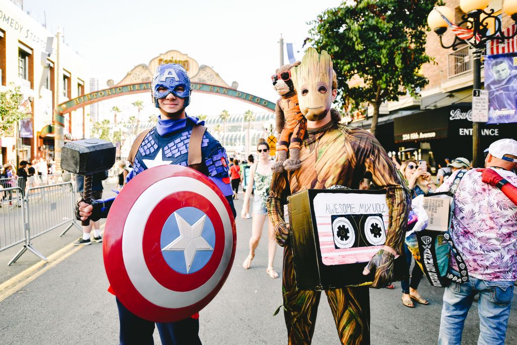 Cosplayers attend the 2019 Comic-Con International