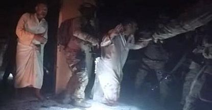 An image taken from the video showing an Islamic State prison being raided.
