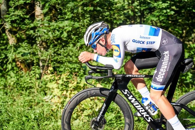 Remco Evenepoel in the new European time trial champion's colours