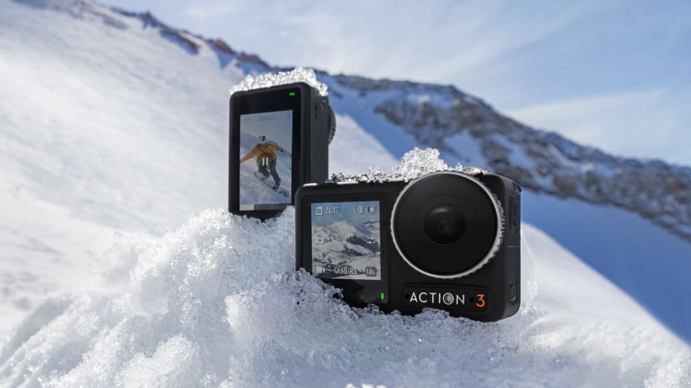 La cámara DJI Osmo Action 3 en la nieve