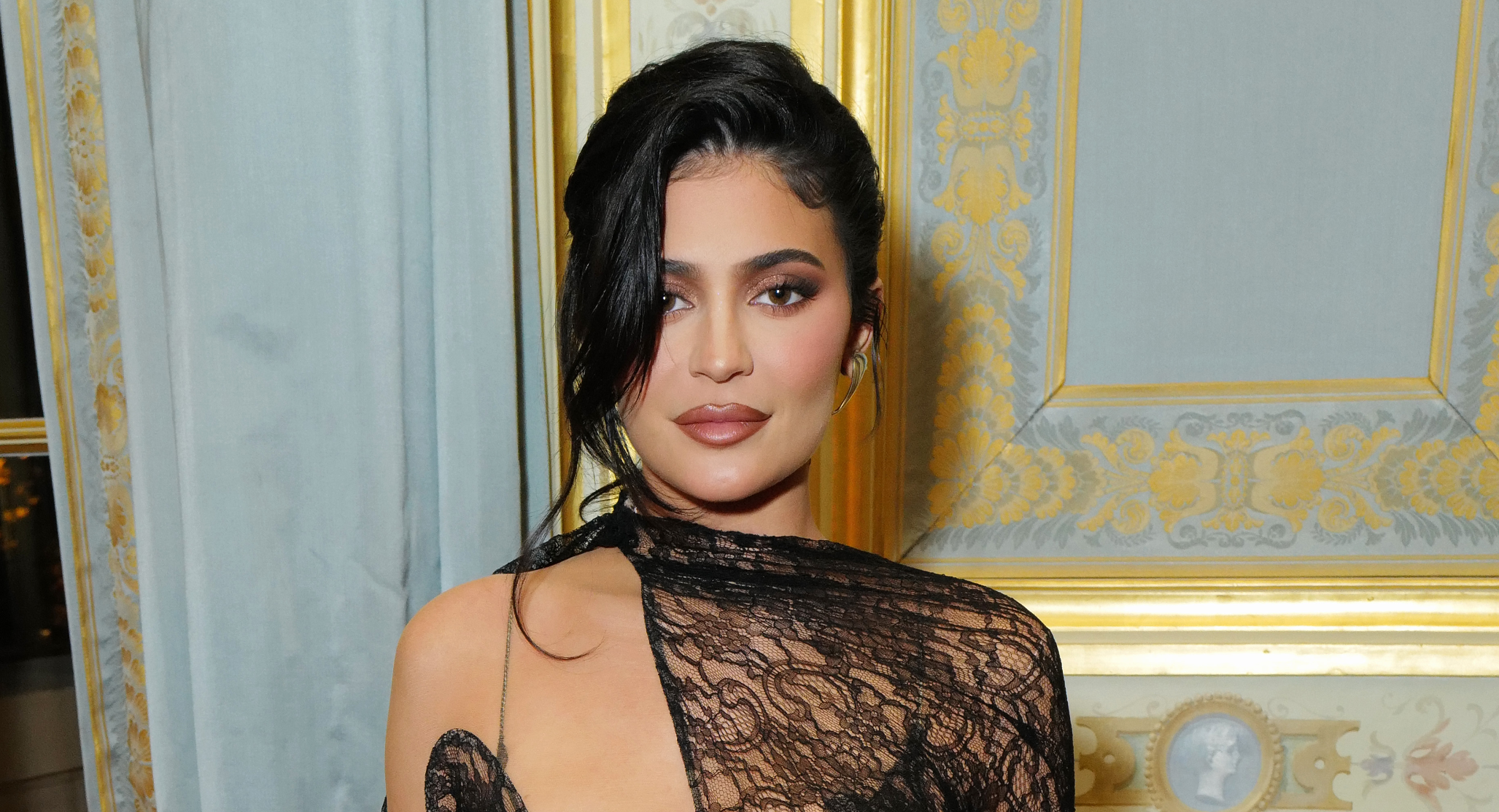 Kylie Jenner sheer lace dress