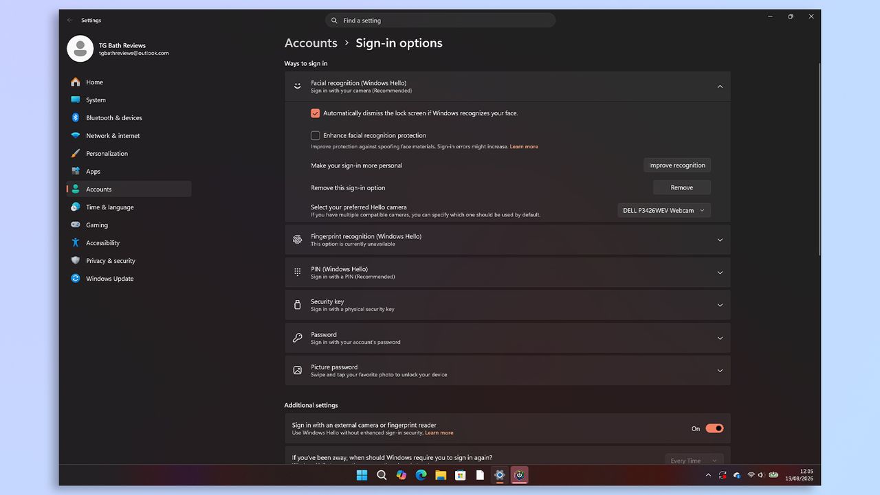 Screenshot showing the Dell Pro P3426WEV's settings