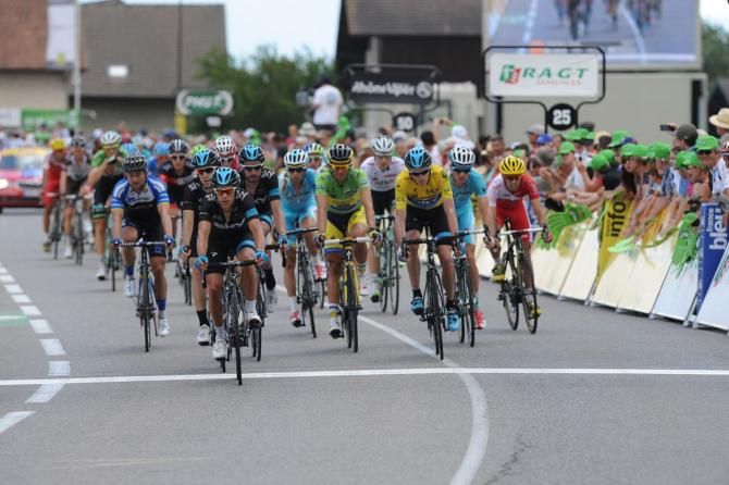 Chris Froome (Team Sky) finishes the stage in pain