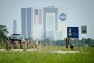 NASA sign heralds end of space shuttle era.
