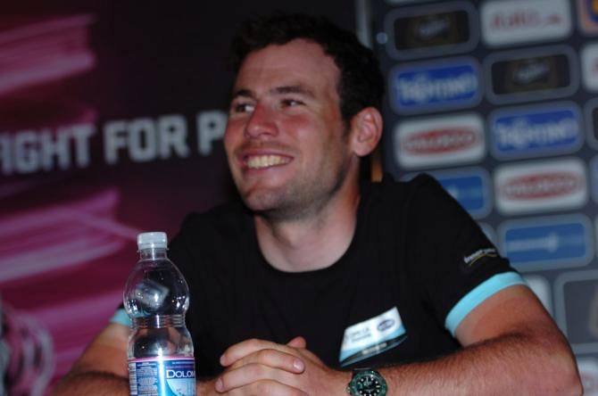 Mark Cavendish (Omega Pharma-QuickStep) at the pre-Giro press conference