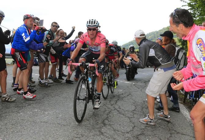 Rigoberto Uran (Omega Pharma QuickStep) in the maglia rosa