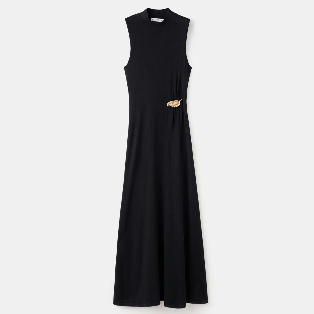 Mango Knitted Dress With Metal Detail