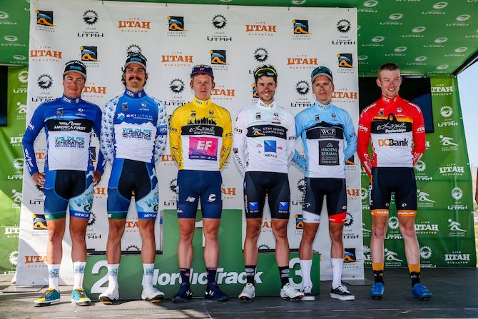 The jersey leaders after stage 1 of the 2019 Tour of Utah