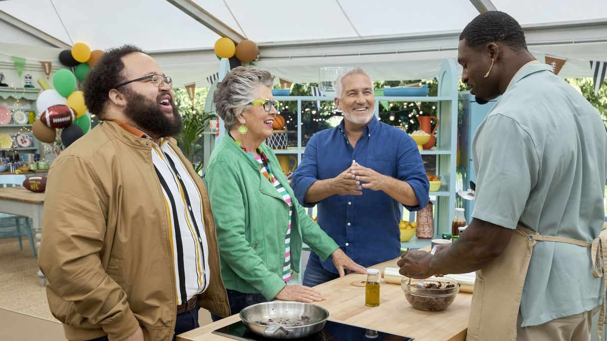 Zach Cherry, Prue Leith, Paul Hollywood and DK Metcalf on The Great American Baking Show: Big Game