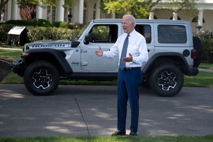 Biden and a Jeep