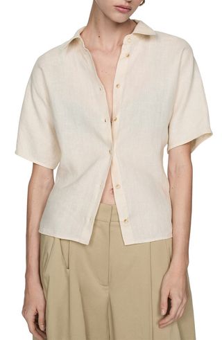 Short Sleeve Linen Button-Up Shirt