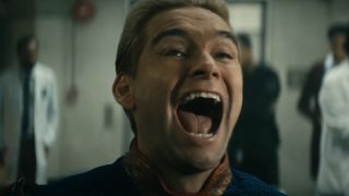 Homelander maniacally laughs at someone off-camera in The Boys season 4 episode 4