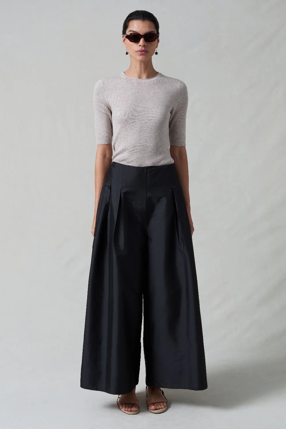 Techno Taffeta Ultra Wide Leg Trouser Bronze