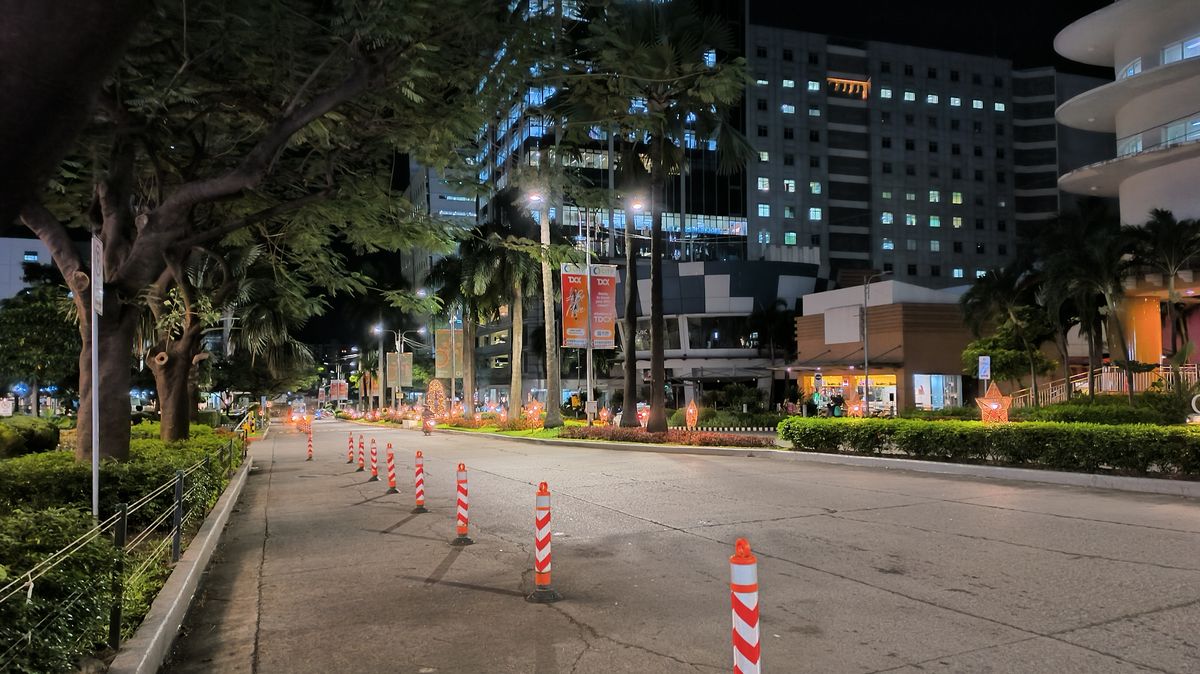Night shot of a street with lights
