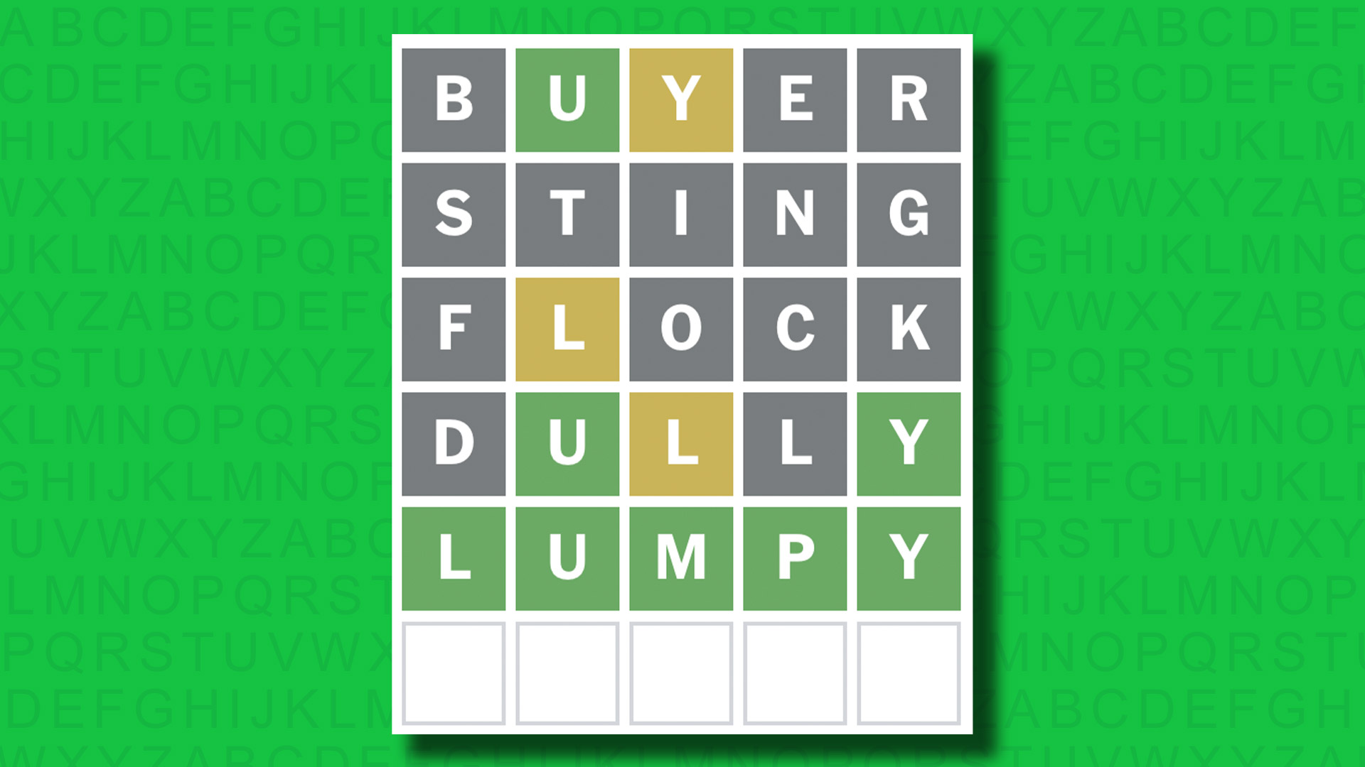 NYT Wordle answer for game 1506 on a green background