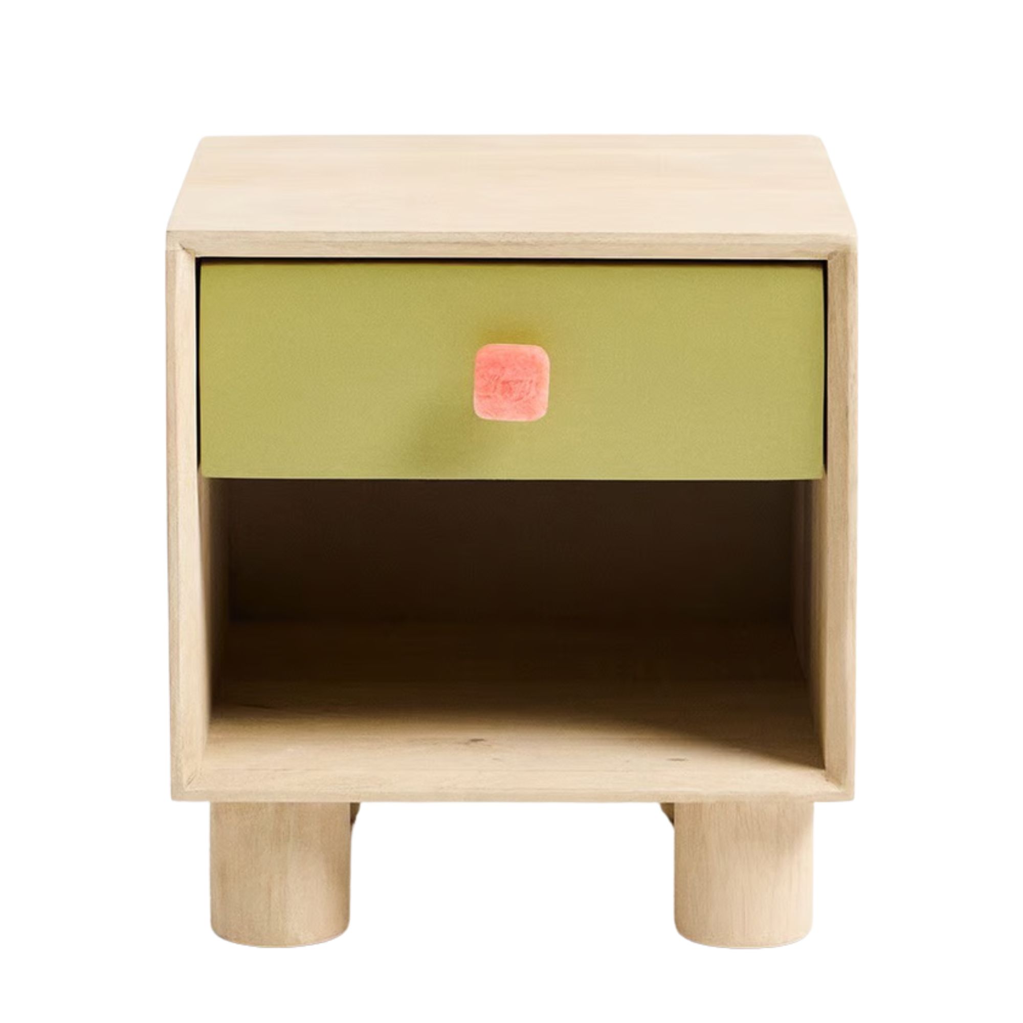 Oliver Bonas, Casa Wooden Green Colourblock Bedside Table