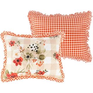 Greenland Home Fashions Wheatly Ruffled Farmhouse Quilted Pillow