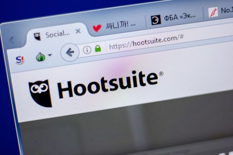 Hootsuite splash screen on a laptop