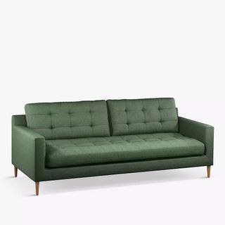 John Lewis Draper sofa in dark green with dark legs 