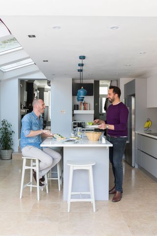 kitchen island in a modern open plan kitchen