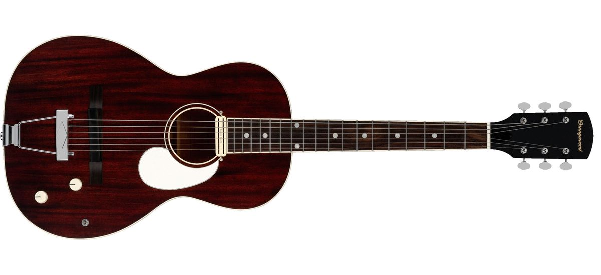 Orangewood Juniper II: the new and improved rubber-bridge acoustic arrives with a refreshed aesthetic that's still super-vintage, and there's a Seymour Duncan pickup too.