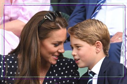 Catherine, Duchess of Cambridge and Prince George of Cambridge attend the Men's Singles Final at All England Lawn Tennis and Croquet Club on July 10, 2022 in London, England. 