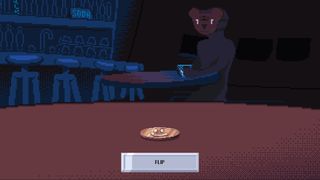 A coin awaits flipping in Unfair Flips.